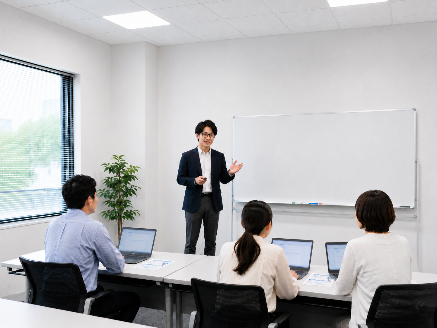 AI活用アドバイザーが施設や事業所を訪問してAI研修を行っている様子