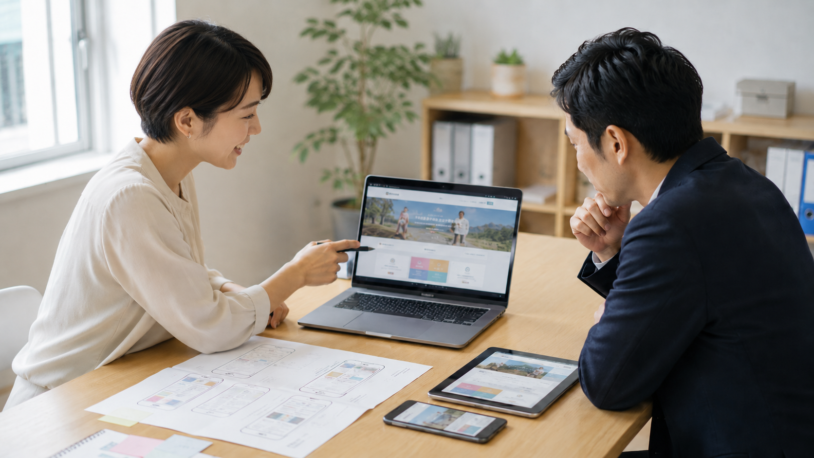 AIで作成したWebサイト案を公開できる形に整えている様子